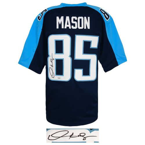 Derrick Mason Signed Navy Blue Custom Football Jersey - (JSA) - Image 2