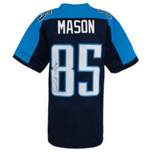 Derrick Mason Signed Blue Custom Football Jersey