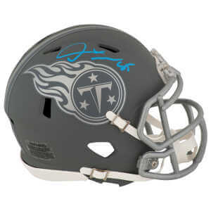 Derrick Mason Signed Tennessee Titans SLATE Riddell Speed Mini Helmet