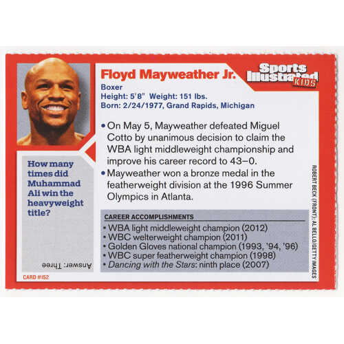 Floyd Mayweather Jr Signed 2012 Sports Illustrated Boxing Card #152 - Image 2