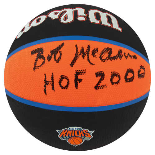 Bob McAdoo Signed New York Knicks Wilson The City Full Size Basketball w/HOF 2000