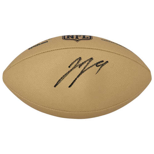 J.J. (JJ) McCarthy Signed Wilson Duke Gold Metallic NFL Full Size Replica Football - (Beckett)