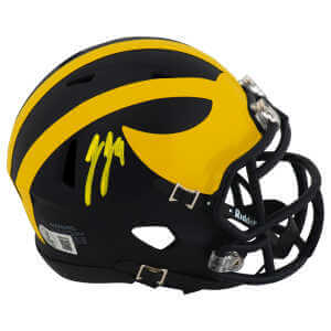 J.J. (JJ) McCarthy Signed Michigan Wolverines Riddell Speed Mini Helmet (Beckett)