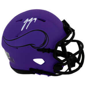 J.J. (JJ) McCarthy Signed Minnesota Vikings RAVE Riddell Speed Mini Helmet - (Beckett)