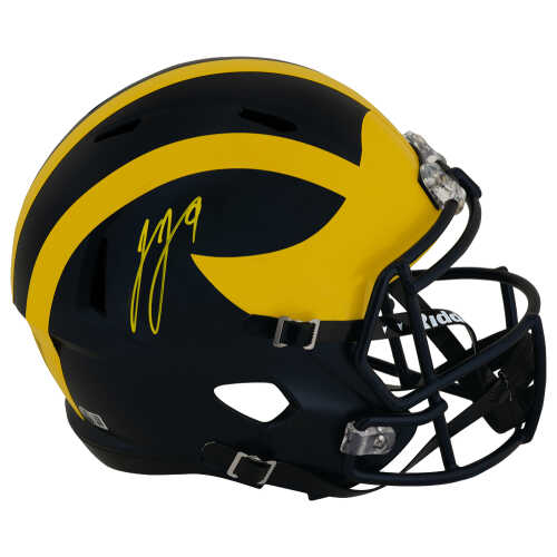 J.J. McCarthy Signed Michigan Wolverines Riddell Full Size Speed Replica Helmet - (Beckett)