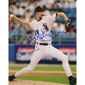 Jack McDowell Signed White Sox White Pinstripe Jersey Pitching Action 8x10 Photo