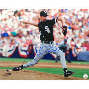 Jack McDowell Signed Chicago White Sox Black Jersey Pitching 16x20 Photo (In Blue)