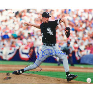 Jack McDowell Signed Chicago White Sox Black Jersey Pitching 16x20 Photo w/93 AL CY