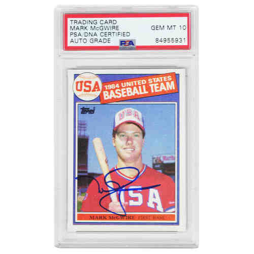 Mark McGwire Signed Team USA 1985 Topps Baseball Rookie Card #401 (PSA/DNA / Auto Grade 10)