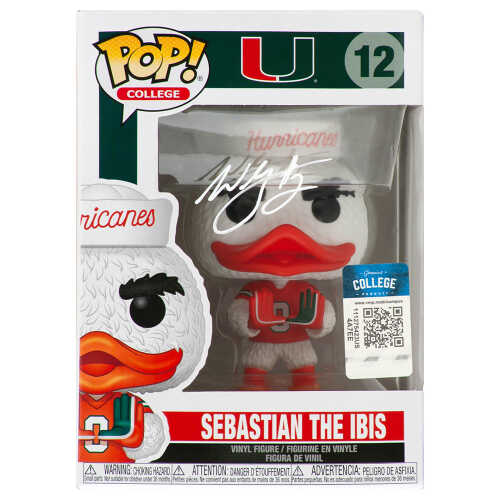 Willis McGahee Signed Miami Hurricanes NCAA 'Sebastian The Ibis' Mascot Funko Pop Doll #12