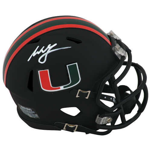 Willis McGahee Signed Miami Hurricanes Black Night Alternate Riddell Speed Mini Helmet