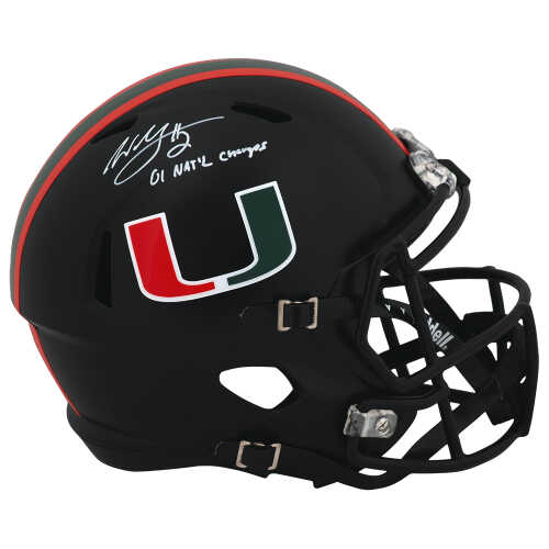 Willis McGahee Signed Miami Hurricanes Night Black Riddell Full Size Speed Replica Helmet w/01 Nat'l Champs