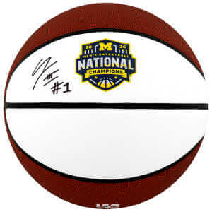 Trey McKenney Signed Michigan Wolverines 2026 National Champions White Logo Basketball