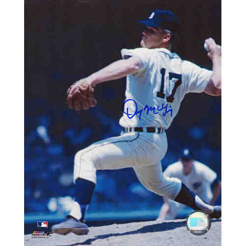 Denny McLain Signed Detroit Tigers White Jersey Pitching 8x10 Photo