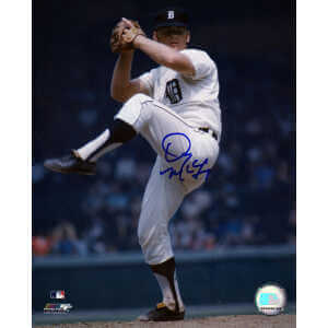 Denny McLain Signed Detroit Tigers White Jersey Wind Up Pitching 8x10 Photo