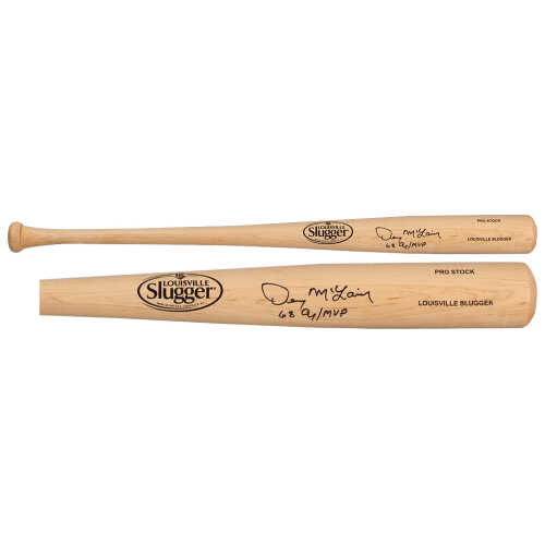 Denny McLain Signed Louisville Slugger Pro Stock Blonde Baseball Bat w/68 AL Cy, MVP - Image 2