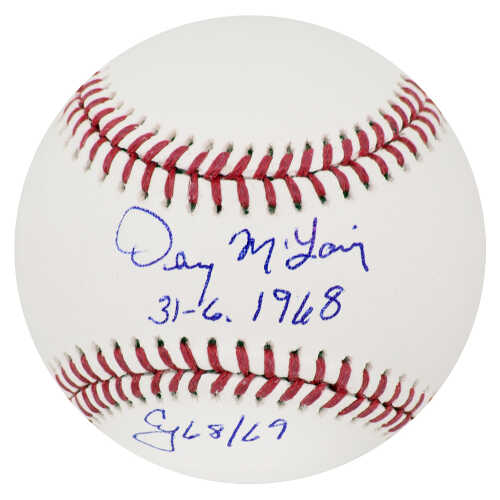 Denny McLain Signed Rawlings Official MLB Baseball w/31-6, 1968, CY 68-69