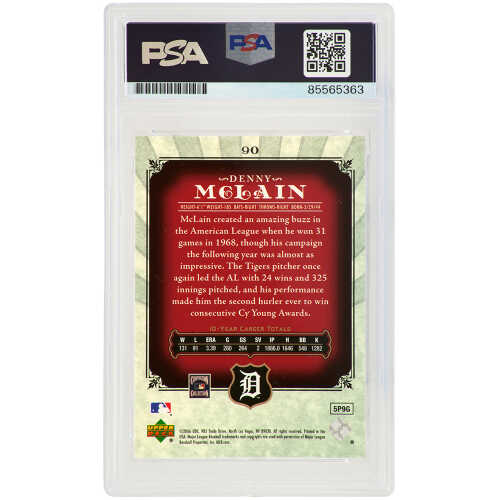 Denny McLain Signed Detroit Tigers 2006 SP Legendary Cuts Baseball Card #90 - (PSA Encapsulated) - Image 2