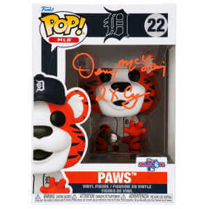 Denny McLain Signed Detroit Tigers 'Paws' MLB Mascot Funko Pop Doll #22 w/2x CY