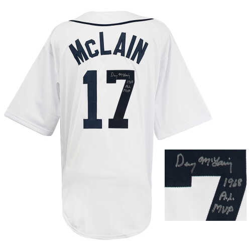 Denny McLain Signed White Custom Baseball Jersey w/1968 AL MVP - Image 2