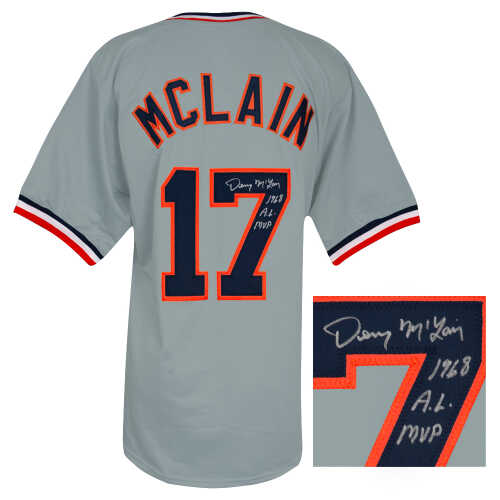 Denny McLain Signed Grey Custom Baseball Jersey w/68 AL MVP - Image 2