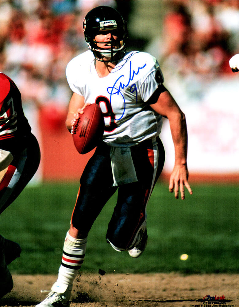 Jim McMahon Signed Chicago Bears Scrambling With Football 8x10 Photo