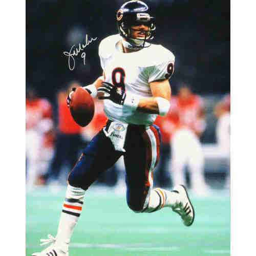 Jim McMahon Signed Bears White Jersey With Football 16x20 Photo