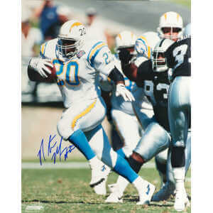 Natrone Means Signed Chargers White Jersey Action 16x20 Photo