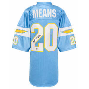 Natrone Means Signed Light Blue Custom Football Jersey