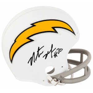 Natrone Means Signed Chargers White Throwback 2-Bar Riddell (VSR4) Mini Helmet