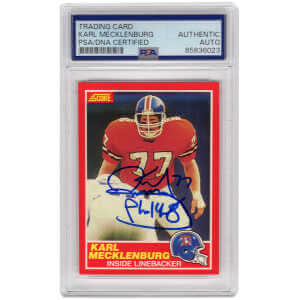 Karl Mecklenburg Signed Denver Broncos 1989 Score Football Trading Card #174 - (PSA Encapsulated)