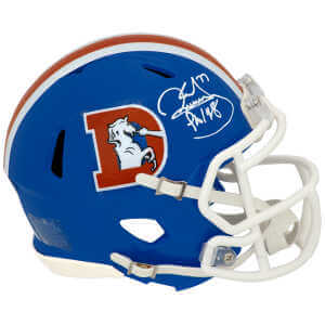 Karl Mecklenburg Signed Denver Broncos Throwback D Logo Riddell Speed Mini Helmet