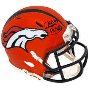 Karl Mecklenburg Signed Denver Broncos FLASH Riddell Speed Mini Helmet