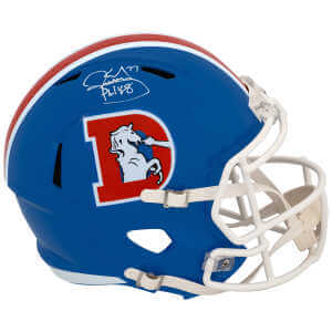 Karl Mecklenburg Signed Denver Broncos Throwback Riddell Full Size Speed Replica Helmet