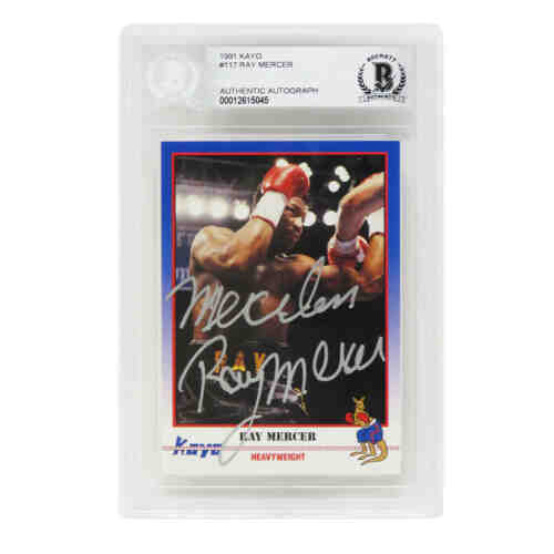 Ray Mercer Signed 1991 Kayo Boxing Trading Card #117 w/Merciless - (Beckett Encapsulated)