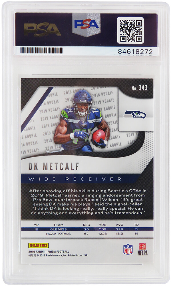 DK METCALF 2019 PANINI SPECTRA #175 NEON GREEN /35 PSA 8 NM-MT SEATTLE  SEAHAWKS