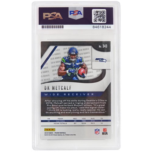 D.K. (DK) Metcalf Signed Seattle Seahawks 2019 Panini Prizm Football Rookie Card #343 (PSA Encapsulated - Auto Grade 10) - Image 2