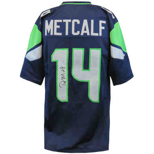 D.K. (DK) Metcalf Signed Navy Custom Football Jersey