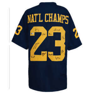 2023 Michigan Team Signed Navy Custom Jersey (J.J. (JJ) McCarthy + 10 Sigs) - (Beckett)