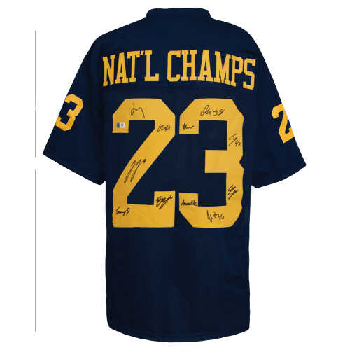 2023 Michigan Team Signed Navy Custom Jersey (J.J. (JJ) McCarthy + 10 Sigs) - (Beckett)