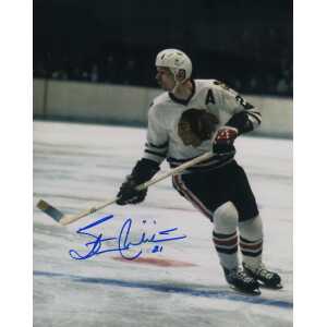 Stan Mikita Signed Chicago Blackhawks Skating Action 8x10 Photo