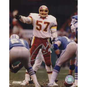 Rich Milot Signed Washington Football Team White Jersey Pointing 8x10 Photo