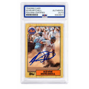 Kevin Mitchell Signed New York Mets 1987 Topps Rookie Baseball Card #653 &ndash; (PSA Encapsulated)