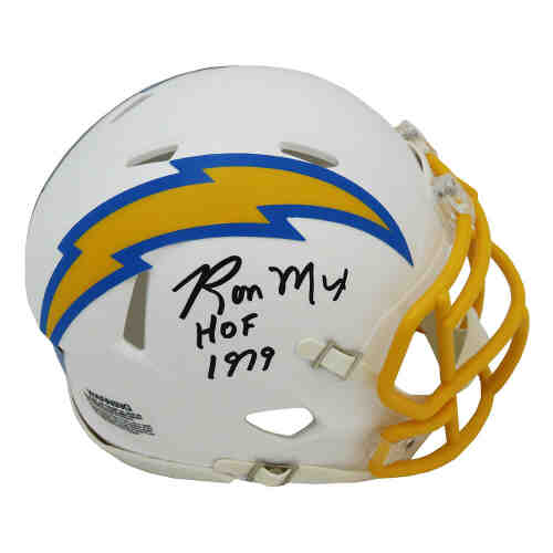 Ron Mix Signed Chargers Riddell Speed Mini Helmet w/HOF 1979