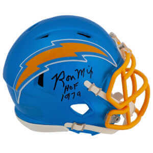 Ron Mix Signed Chargers FLASH Riddell Speed Mini Helmet w/HOF 1979