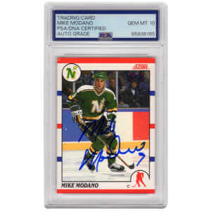 Mike Modano Signed Minnesota North Stars 1990-91 Score Hockey Rookie Card #120 - (PSA Encapsulated - Auto Grade 10)