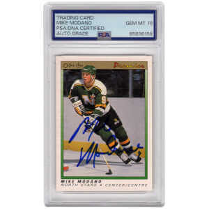 Mike Modano Signed North Stars 1990-91 O-Pee-Chee Premier Hockey Rookie Card #74 - (PSA Encapsulated - Auto Grade 10)