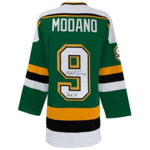 Mike Modano Signed Green Custom Hockey Jersey w/HOF'14