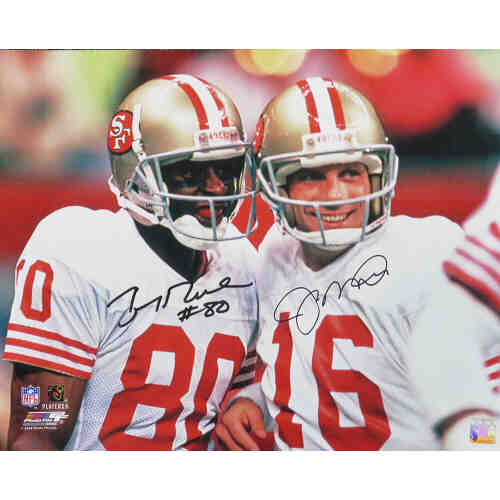 Joe Montana & Jerry Rice Dual Signed San Francisco 49ers Close Up 16x20 Photo