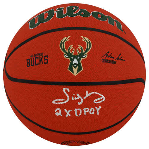 Sidney Moncrief Signed Wilson Milwaukee Bucks Logo NBA Basketball w/2x DPOY